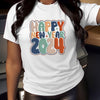 New Year Letter Print: Celebratory Women's Casual Crew Neck Short Sleeve T-Shirt for Stylish Comfort