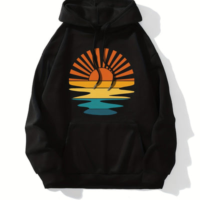 Sun & Sea: Vintage-inspired Drawstring Kangaroo Pocket Hoodie - Stylish Women's Sweatshirt