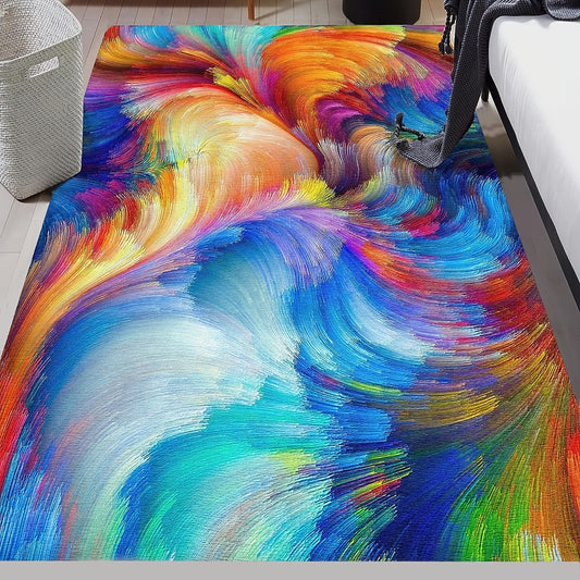 Flairful Flannel: Colorful Printing Non-Slip Floor Mat for Vibrant Home Décor - 47*63in