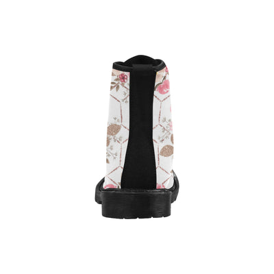 Cute Rose Bouquet Boots, Pink Flower Martin Boots for Women