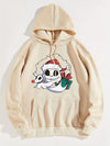 Festive Fun: Christmas Cartoon Pattern Hoodie - Women's Casual Drawstring Hooded Sweatshirt for Winter/Fall