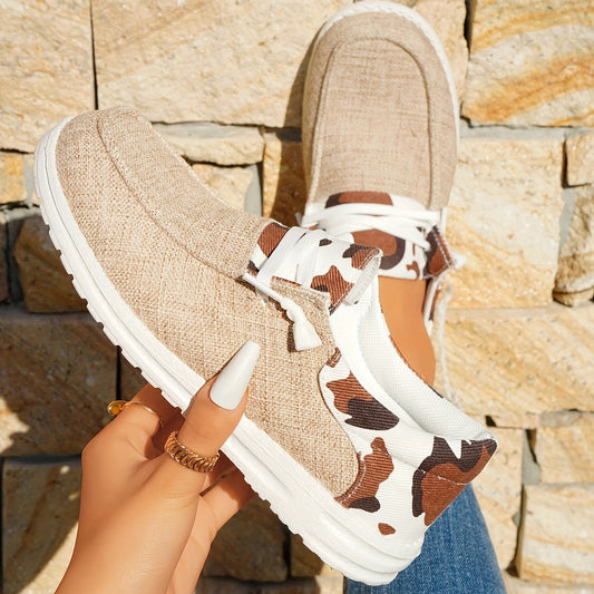These stylish Trendy Cow Pattern Women's Canvas Shoes offer both fashion and comfort. Featuring a comfortable lace up closure, they are perfect for outdoor casual wear. The canvas material offers breathability and durability for all-day wear.