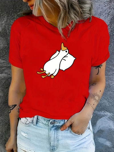 Cute Quackers: Fashionable Women's Casual Sports T-Shirt featuring Adorable Duck Graphics