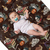 Vintage Halloween Horror Flannel Throw Blanket - Skull, Pumpkin, and Book Print Design