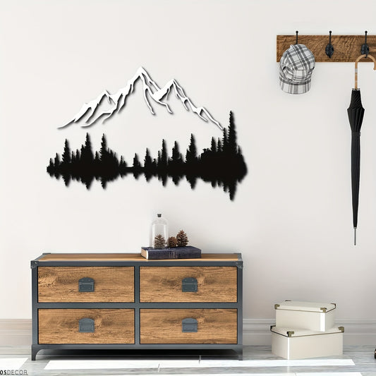 Add a touch of tranquility to your home with our Naturally Serene Metal Wall Art. Featuring a stunning mountain and forest design, this piece brings the beauty of nature indoors. Made with high-quality metal, it is durable and easy to hang. Elevate your decor and create a serene atmosphere with this unique piece.