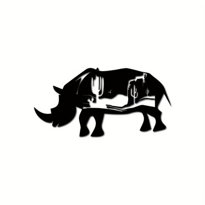 Forest Bison and Rhinoceros Metal Wall Decor: Captivating Wildlife Art for Your Living Room or Bedroom