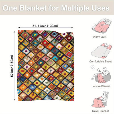 Cozy Checkered Flannel Blanket: Perfect for Sofa, Bed, Travel, Camping, and Office