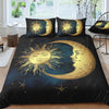 Boho Golden Moon and Sun Hand-drawn Antique Duvet Cover Set - Perfect for Your Guest Room(1*Duvet Cover + 2*Pillowcases, Without Core)