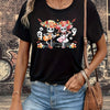 Rockin' Skulls: Women's Casual Short Sleeve T-Shirt with Halloween Guitar Pattern
