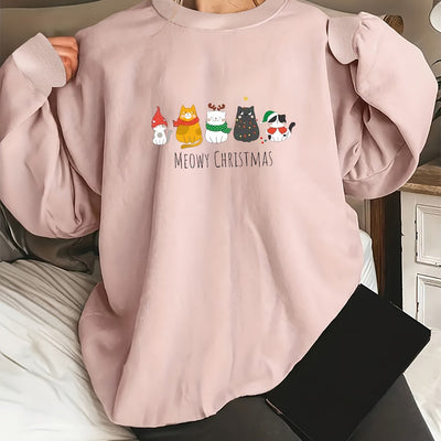 Fashionable and Cozy: Cute Graphic Print Pullover Sweatshirt for Women