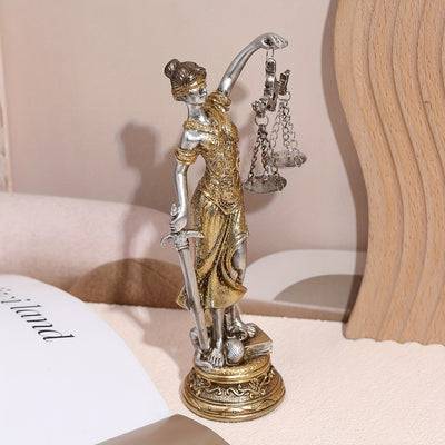 Justice Goddess Resin Ornament: A Fairness Inspired Art Piece for Home and Office Decor