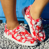 Cute and Festive: Women's Cartoon Santa Claus Print Slip-On Shoes for Christmas Cheer!