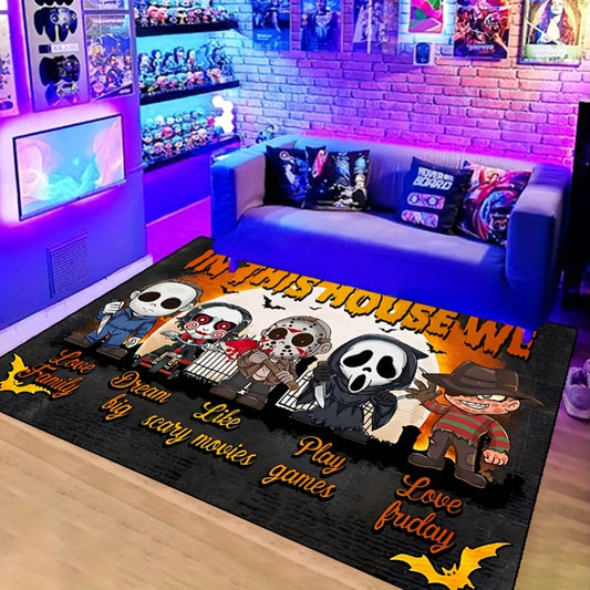 Horror Anime Carpet: Spooky Characters for Halloween Home Decor