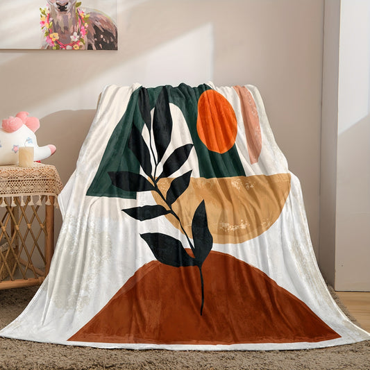 Cozy up and Relax with our Abstract Boho Geometric Print Flannel Blanket - The Perfect Multi-Purpose Gift for All Seasons!