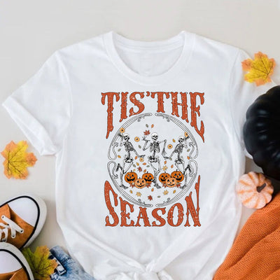 Halloween Funny Skeleton & Letter Print T-Shirt: A Stylish Casual Short Sleeve Tee for Women's Spring/Summer Wardrobe