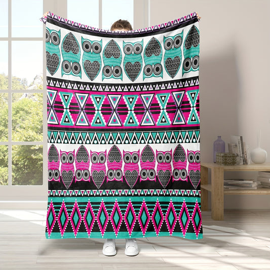 The Boho Owl Print Flannel Blanket provides warmth and comfort in all your home, travel, and gifting needs. Made from soft, ultra-plush flannel fabric, this cozy throw provides superior warmth and comfort with an owl-print design to add a touch of style. Bring the comfort of home wherever you go!
