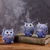 Whimsical Owls Trio: Charming Blue and White Art Decor Ornaments for a Playful Home Decor Touch!