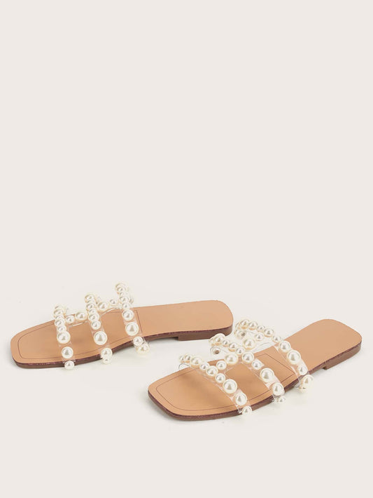 Pearl Perfection: Women's Faux Pearl Slide Sandals for Summer Style