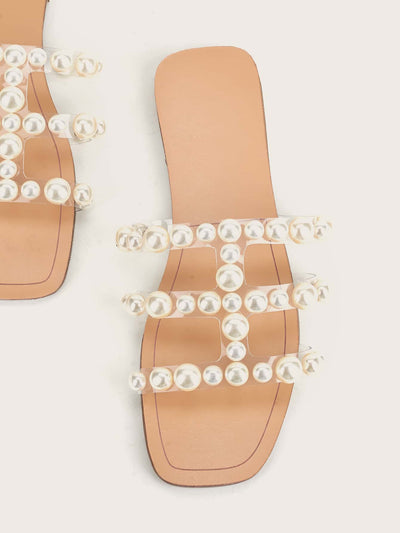 Pearl Perfection: Women's Faux Pearl Slide Sandals for Summer Style