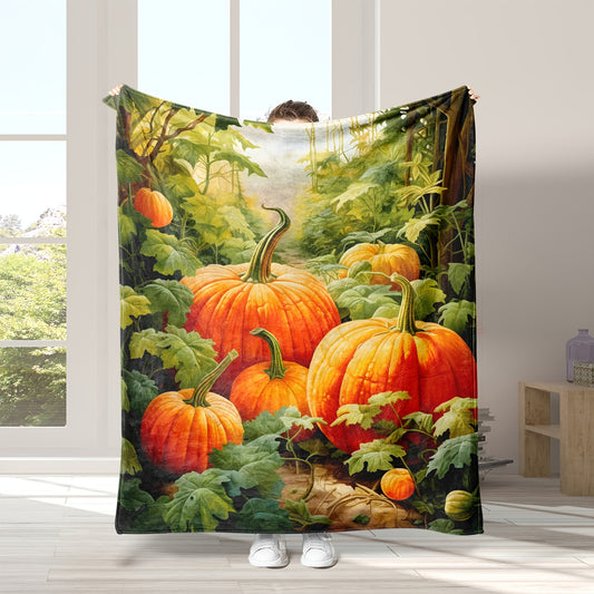 Snuggle up to this cozy flannel blanket this fall season! This pumpkin-patterned blanket is made with soft flannel fabric for ultimate warmth and comfort. The lightweight material and machine washable design make it perfect for any sofa or bed in your home. Enjoy a cozy night in with this fall essential!