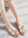 Chic Colorblock Flower Decor Cross Strap Slides: Step Into Style