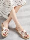 Chic Colorblock Flower Decor Cross Strap Slides: Step Into Style