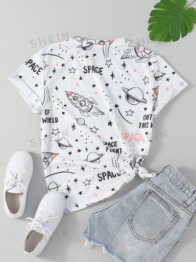 Quirky and Cute Rocket Print Tee for Out-of-the-World Style