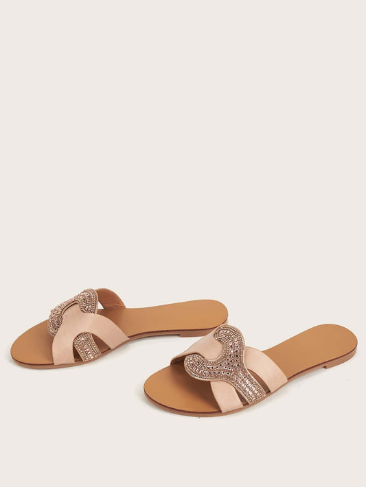 Rhinestone Adorned Elegant Outdoor Slippers: The Perfect Sandals for Women