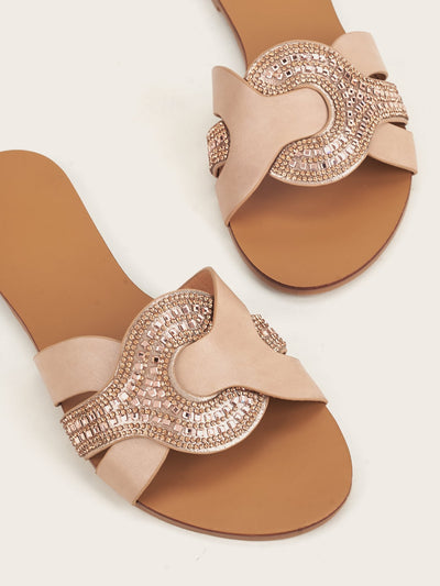 Rhinestone Adorned Elegant Outdoor Slippers: The Perfect Sandals for Women