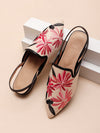 Chic & Floral: Women's Embroidered Point Toe Slingback Flats