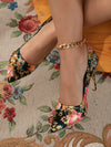 Multicolor Floral Pattern Point Toe Court Pumps: Fashionable High Heel Shoes for Women