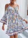 Garden Dreaming: Women's Off-Shoulder Floral Print Trumpet Sleeves Dress