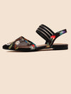 Chic and Sophisticated: Floral Embroidered Ankle Strap Flats