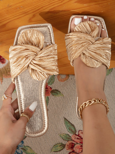 Funky Lycra Knot Decor Slide Sandals: The Ultimate Summer Flat Sandals for Women