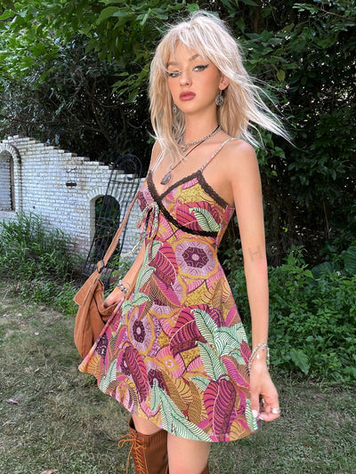 Tropical Grunge Glam: Lace Knot Front Cami Dress