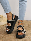 Light Blue Beach Double Buckle Flat Sandals: Stylish Slip-on Footwear for Fashion-Savvy Women