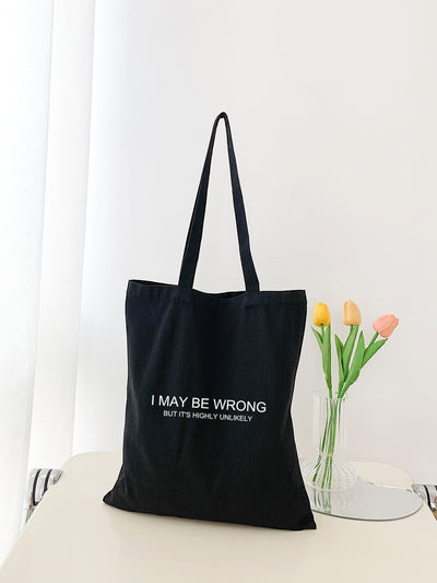 Slogan Graphic Canvas Shopper Bag - The Must-Have Back-to-School Essential for Stylish Graduates and Teen Girls