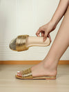 Multicolor Metallic Band Flat Sandals: Comfortable and Slip-Resistant Independence Day Shoes