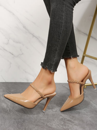 Braided Detail Point Toe Mule Pumps: Stylish and Sophisticated Footwear for Any Occasion