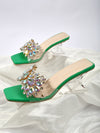 Glamorous Rhinestone Clear Sculptural Heeled Sandals: The Perfect PVC Mule Sandals for Women