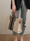 Stripe Pattern Shoulder Tote: Classic Style with Large Capacity for All your Needs