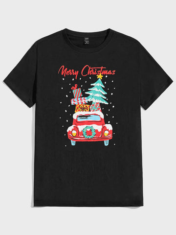 Men's Christmas Truck Print Tee: Embrace Festive Fashion!