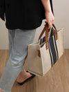 Stripe Pattern Shoulder Tote: Classic Style with Large Capacity for All your Needs