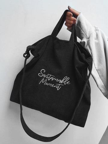 Chic and Stylish Letter-Embroidered Shopper Bag