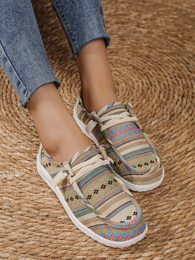 Chic Geometric Pattern Lace-Up Casual Shoes