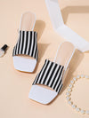 Sculptural Chic: Striped Pattern Heeled Mule Sandals for Effortless Summer Style