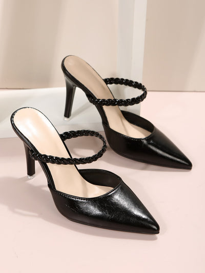 Braided Detail Point Toe Mule Pumps: Stylish and Sophisticated Footwear for Any Occasion