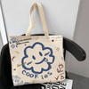 Whimsical Bear Print Canvas Tote Bag: A Spacious Shoulder Bag for Trendy and Fun-loving Individuals