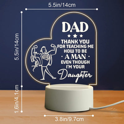 Dad's Acrylic Night Light: A Sentimental USB-Powered Gift from Daughter or Son for Birthday, Father's Day, or Thanksgiving