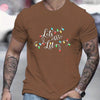 Let's Get Lit Letter Print Men's Summer T-Shirt: A Festive Graphic Tee Perfect for Christmas and Gifting Men